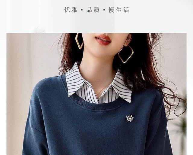 Collared Striped Mock Two Piece Pullover Product Image