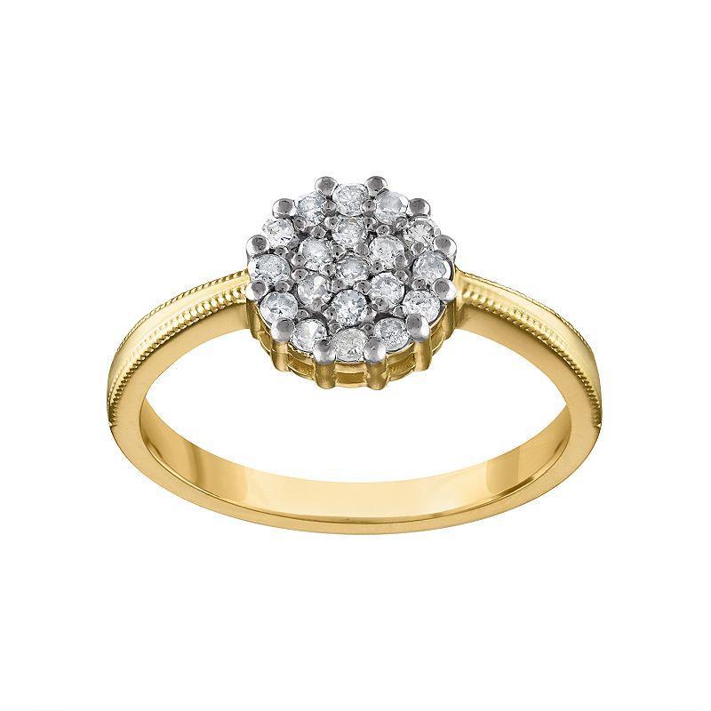 Tiara 14k Gold Over Silver 1/4 Carat T.W. Diamond Ring, Womens Gold Tone Product Image