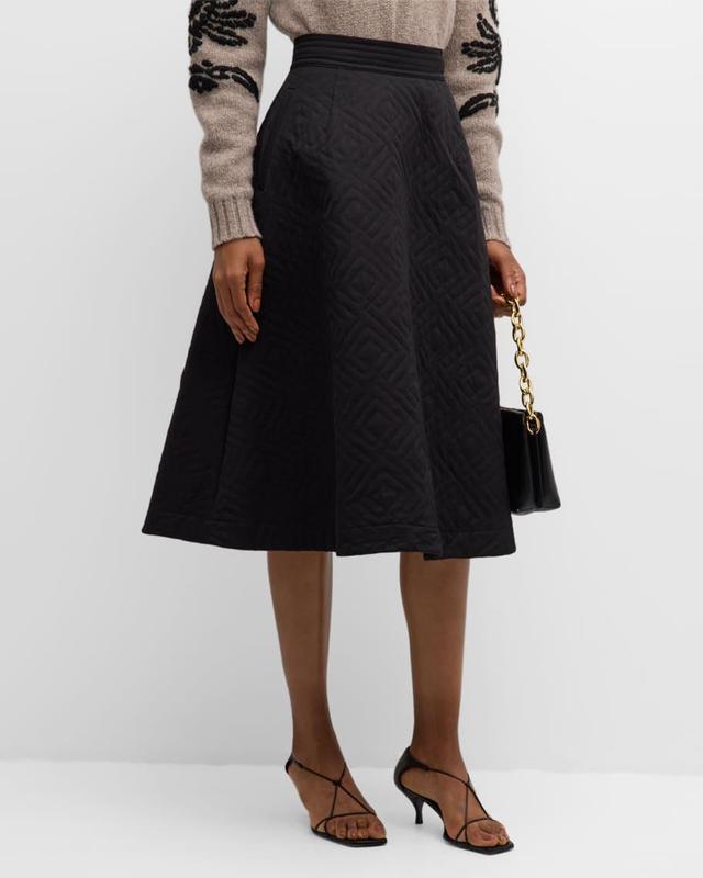 Ami Quilted A-Line Midi Skirt Product Image