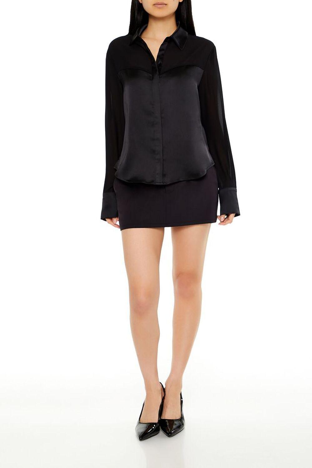 Oversized Sheer Button-Up Shirt | Forever 21 Product Image