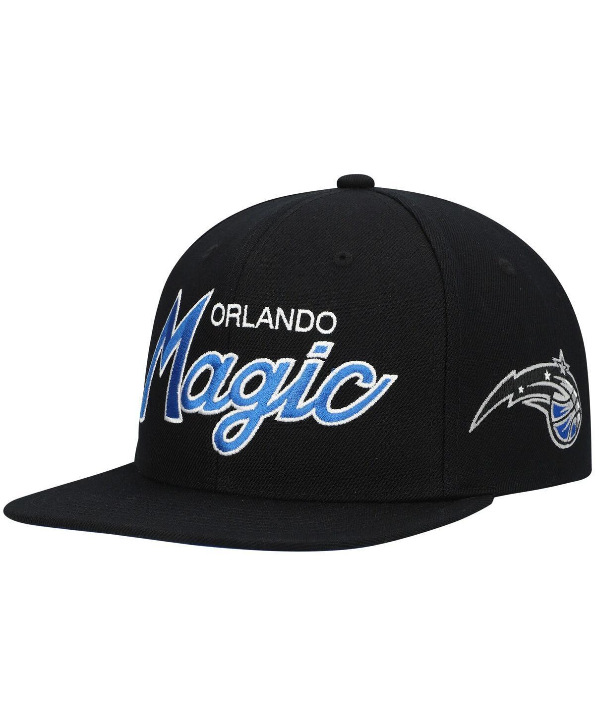 Mens Mitchell & Ness Black Orlando Magic Hardwood Classics Script 2.0 Snapback Hat Product Image