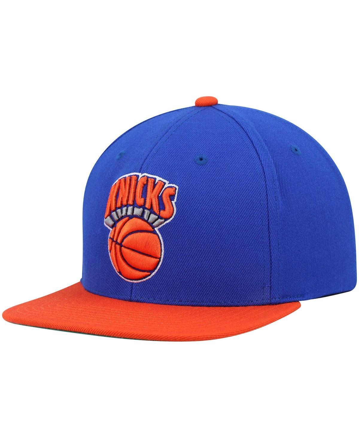 Mens Mitchell & Ness Blue and Orange New York Knicks Hardwood Classics Team Two-Tone 2.0 Snapback Hat - Blue Product Image