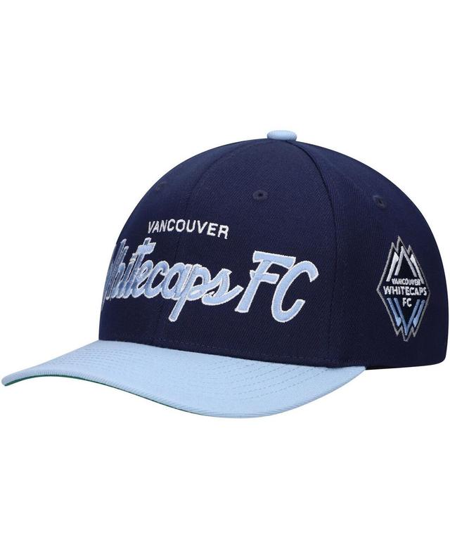 Mens Mitchell & Ness Deep Sea Blue Vancouver Whitecaps Fc Team Script 2.0 Stretch Snapback Hat Product Image