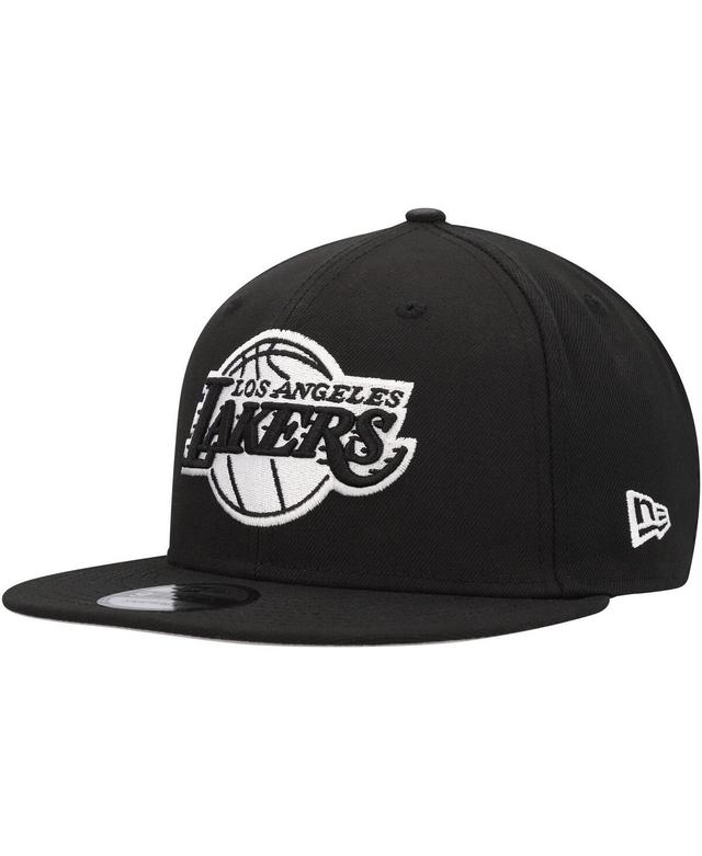 Mens New Era Black Los Angeles Lakers Chainstitch 9FIFTY Snapback Hat Product Image