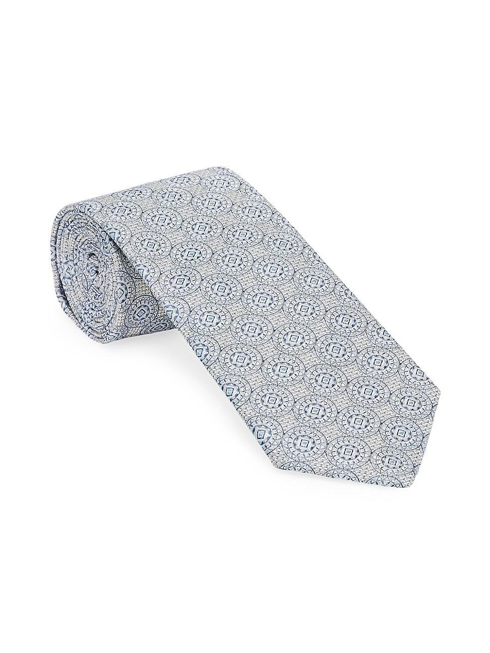 Mens Silk Tie With Geometric Design Product Image