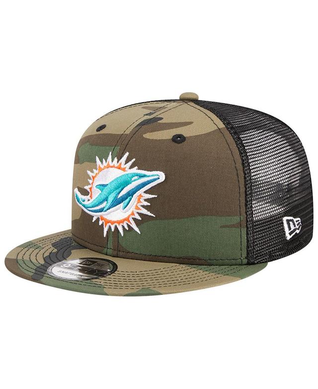 Mens New Era Camo Miami Dolphins Main Trucker 9FIFTY Snapback Hat Product Image