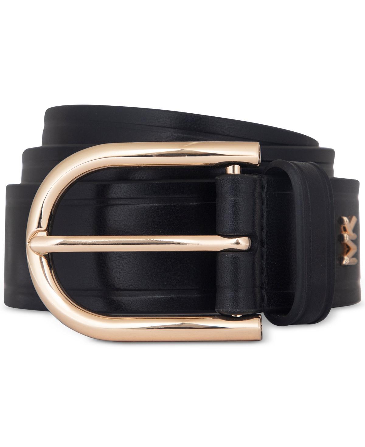 Michael Michael Kors Womens Gold-Tone-Buckle Leather Belt Product Image