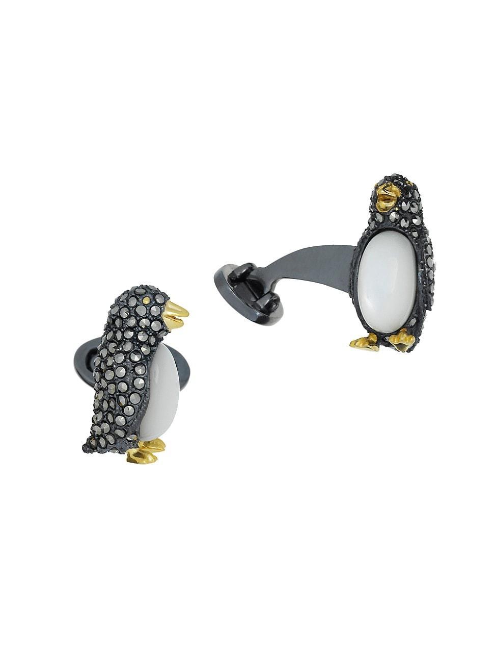 Mens Penguin Sterling Silver Gemstone Cufflinks Product Image