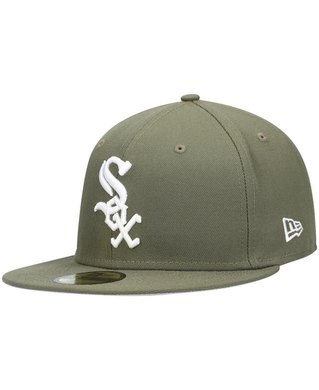 Mens New Era Olive Chicago White Sox Logo White 59FIFTY Fitted Hat Product Image