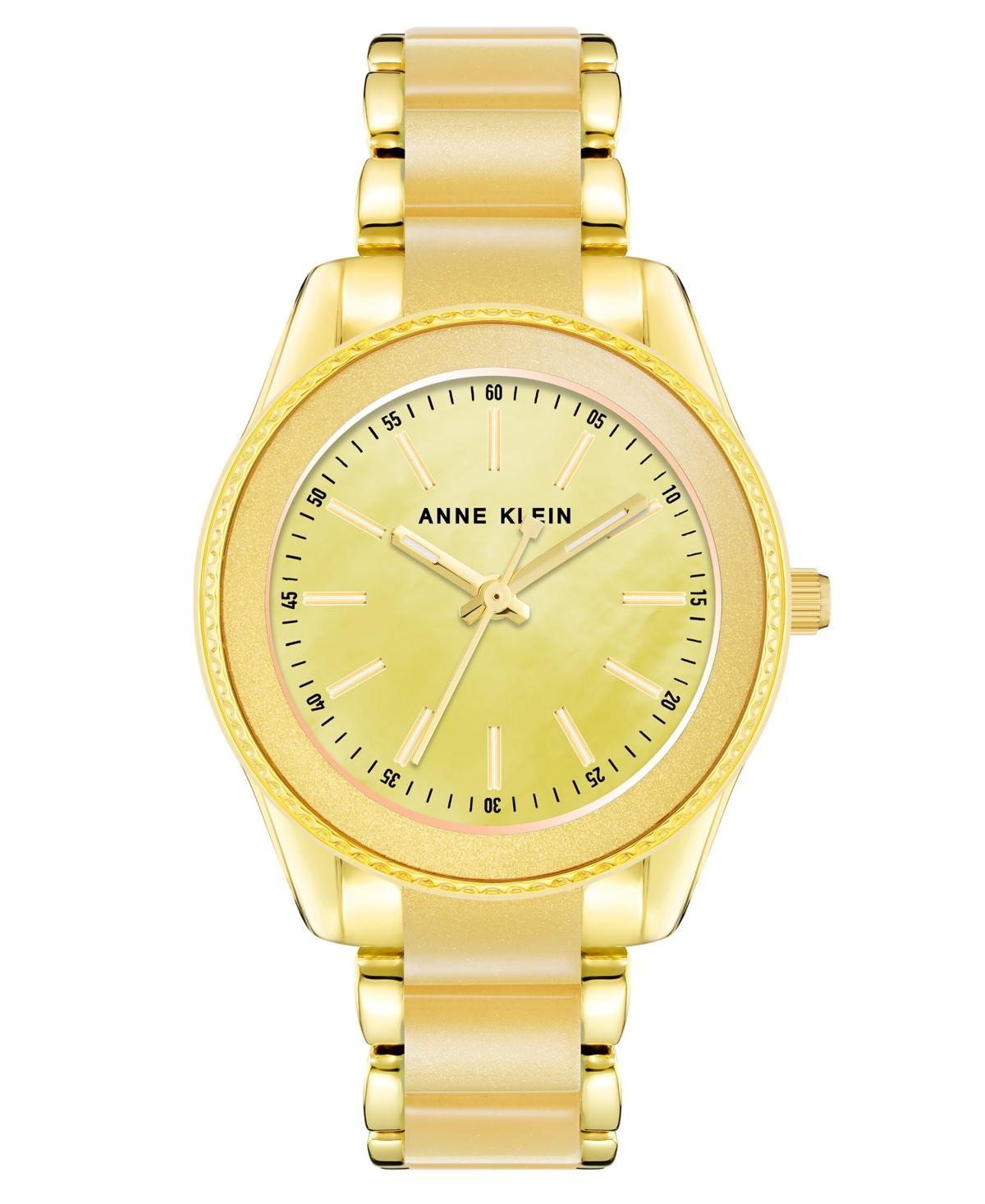 Anne Klein Womens Quartz Gold-Tone Alloy and Yellow Acetate Watch, 37.5mm - Yellow Product Image