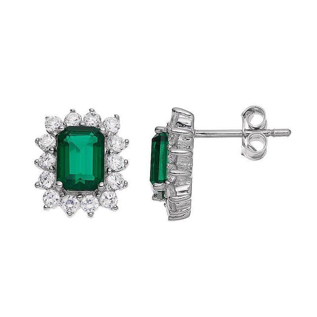 Sophie Miller Cubic Zirconia Halo Stud Earrings, Womens, Green Product Image