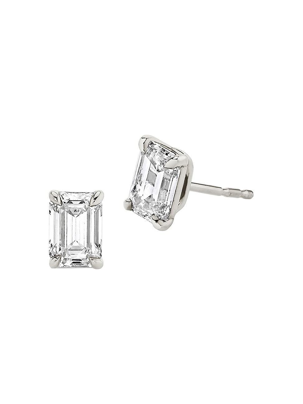 Womens 14K White Gold & Emerald-Cut 1.00 TCW Lab-Grown Diamond Stud Earrings Product Image