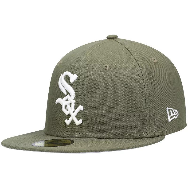 Mens New Era Olive Chicago White Sox Logo White 59FIFTY Fitted Hat Product Image