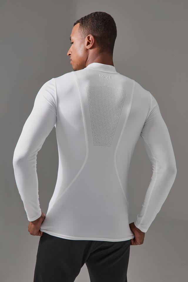 Man Active Pro Long Sleeve High Neck Perforated Base Layer | boohooMAN USA Product Image