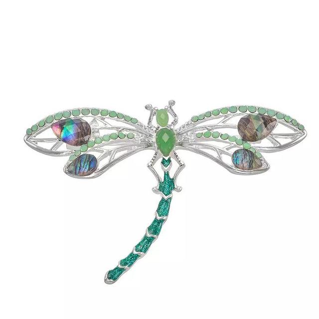 Napier Silver Tone Abalone Dragonfly Pin, Womens, Green Product Image