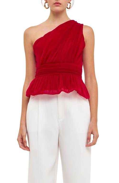 Endless Rose One-Shoulder Textured Tulle Top Product Image