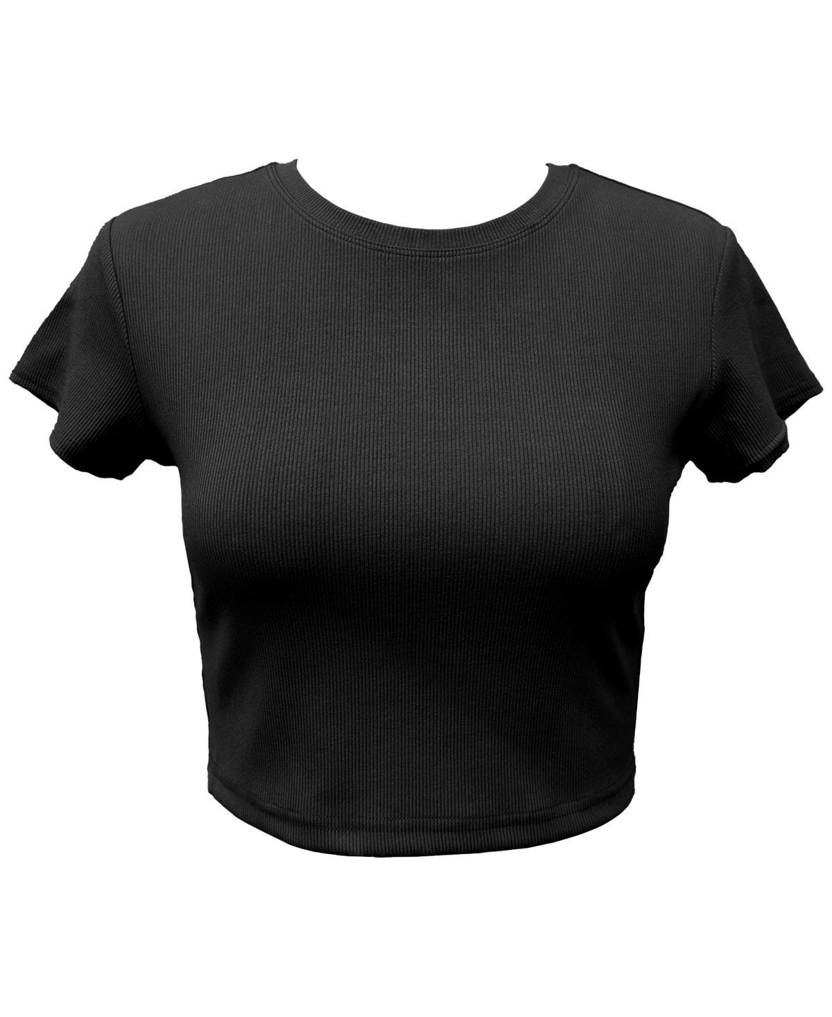 Id Ideology Womens Cropped Rib-Knit T-Shirt, Created for Macys Product Image