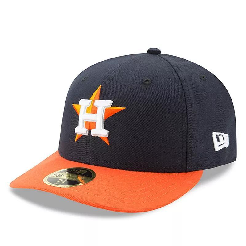 Mens New Era /Orange Houston Astros Road Authentic Collection On-Field Low Profile 59FIFTY Fitted Hat Blue Product Image