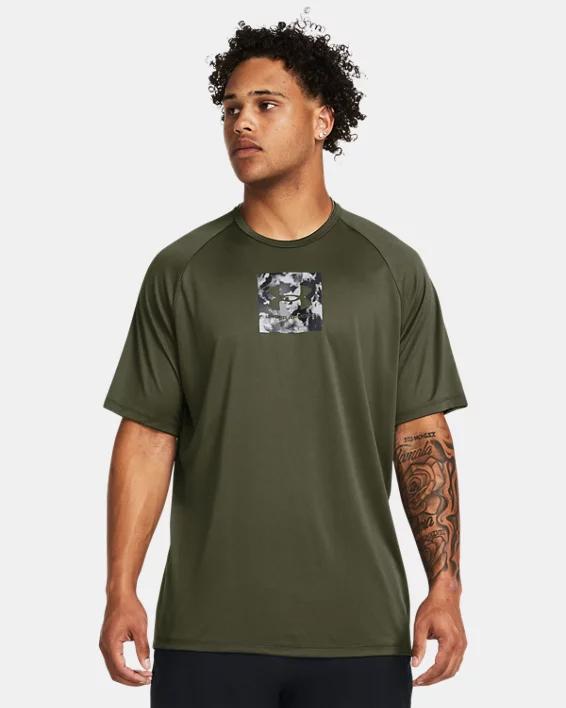 Under Armour Mens Ua Tech Camo-Fill Logo Graphic Performance T-Shirt - Black Product Image