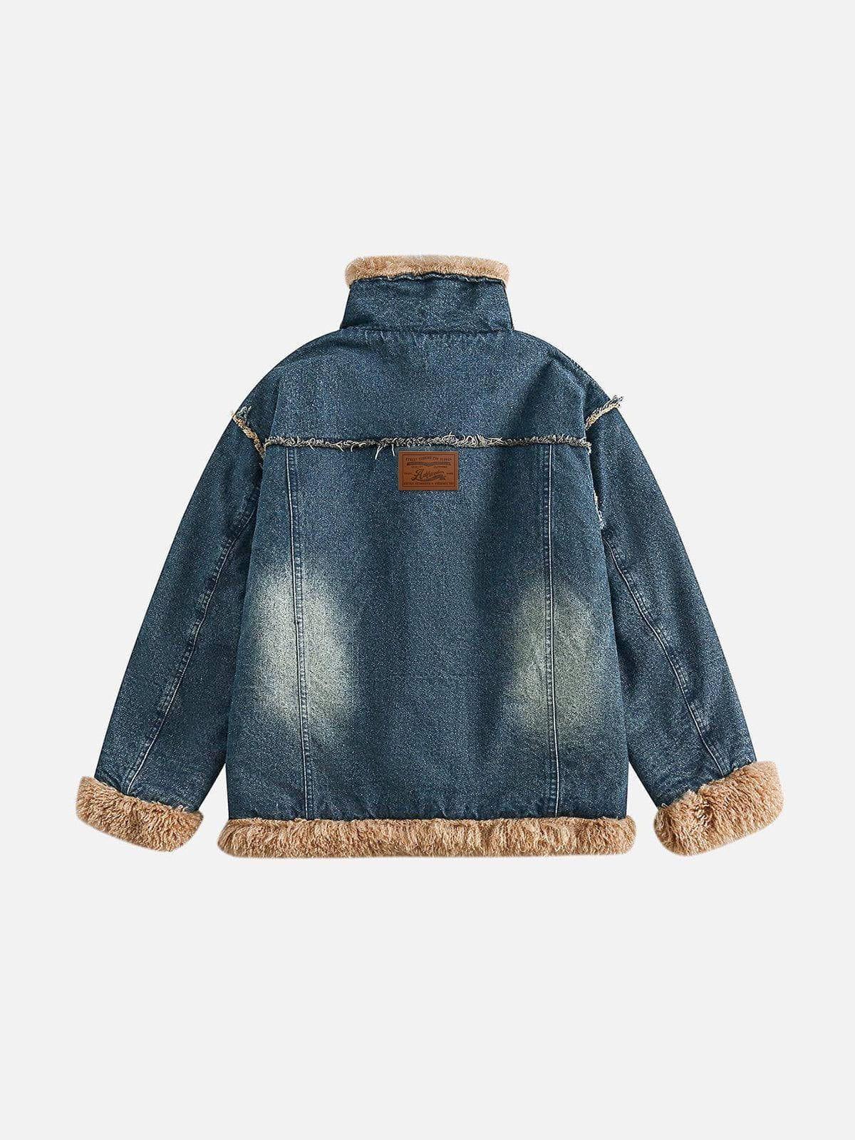 Aelfric Eden Denim Patchwork Sherpa Coat Product Image