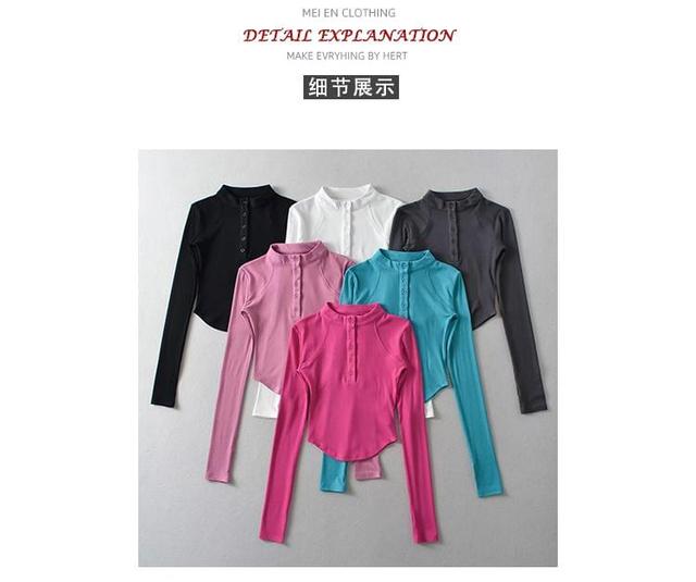 Brushed Skinny Crop Henley in 6 Colors Product Image