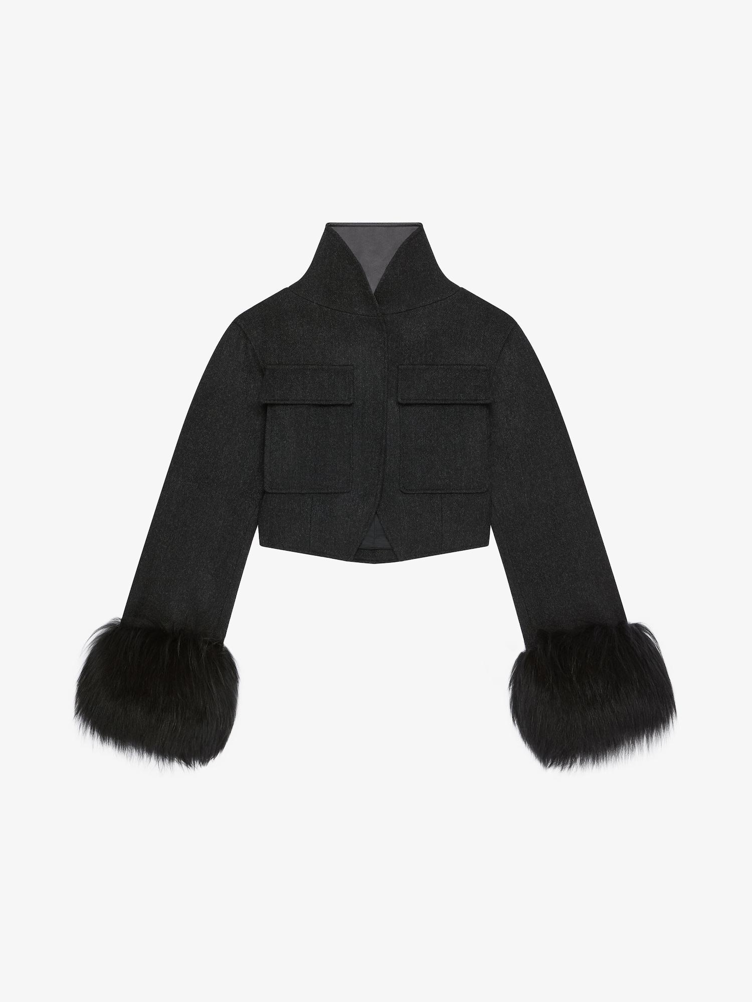 Slim fit jacket in wool and fur Product Image