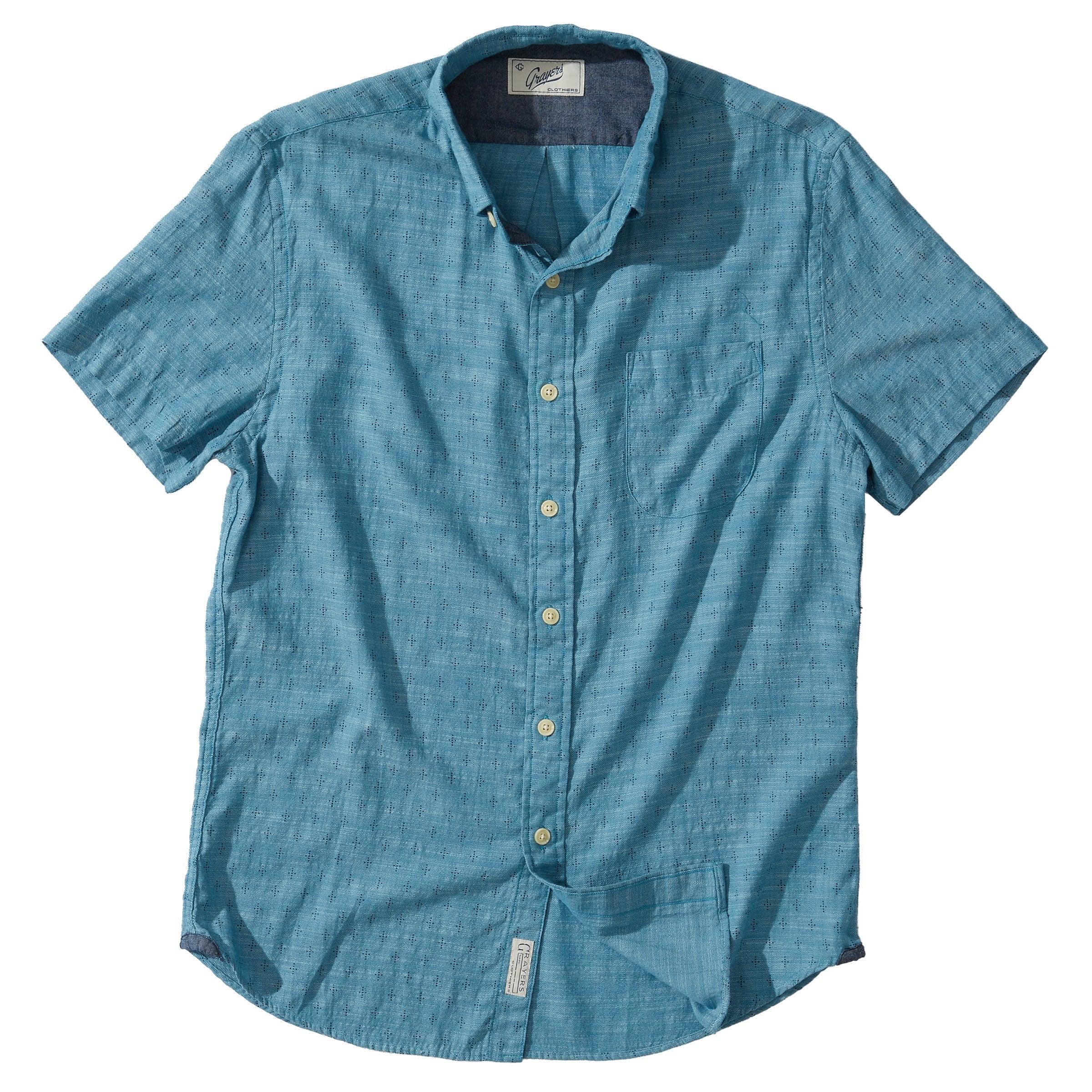 Pearson Printed Slub Twill Shirt - Teal Twill (Final Sale) Product Image