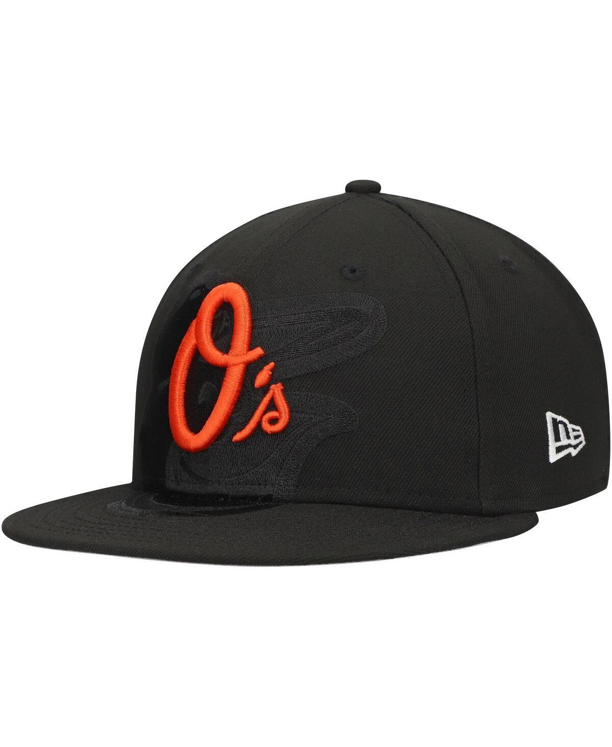 New Era Mens Black Baltimore Orioles Shadow Logo 59FIFTY Fitted Hat Product Image