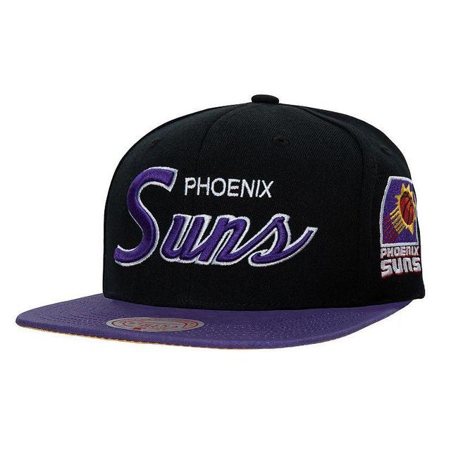 Mens Mitchell & Ness Black Phoenix Suns Hardwood Classics MVP Team Script 2.0 Snapback Hat Product Image