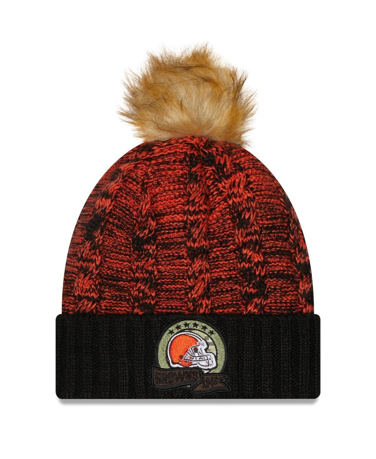 Womens New Era Black, Cleveland Browns 2022 Salute To Service Pom Knit Hat - Black Product Image