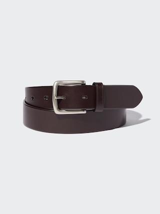 Mens Italian Oiled Leather Belt Brown Large UNIQLO US Product Image