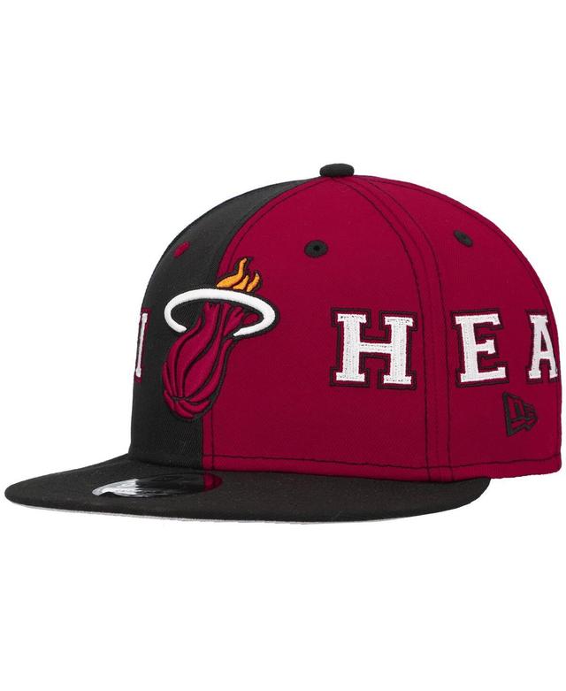 Mens New Era /Red Miami Heat Team Split 9FIFTY Snapback Hat Product Image