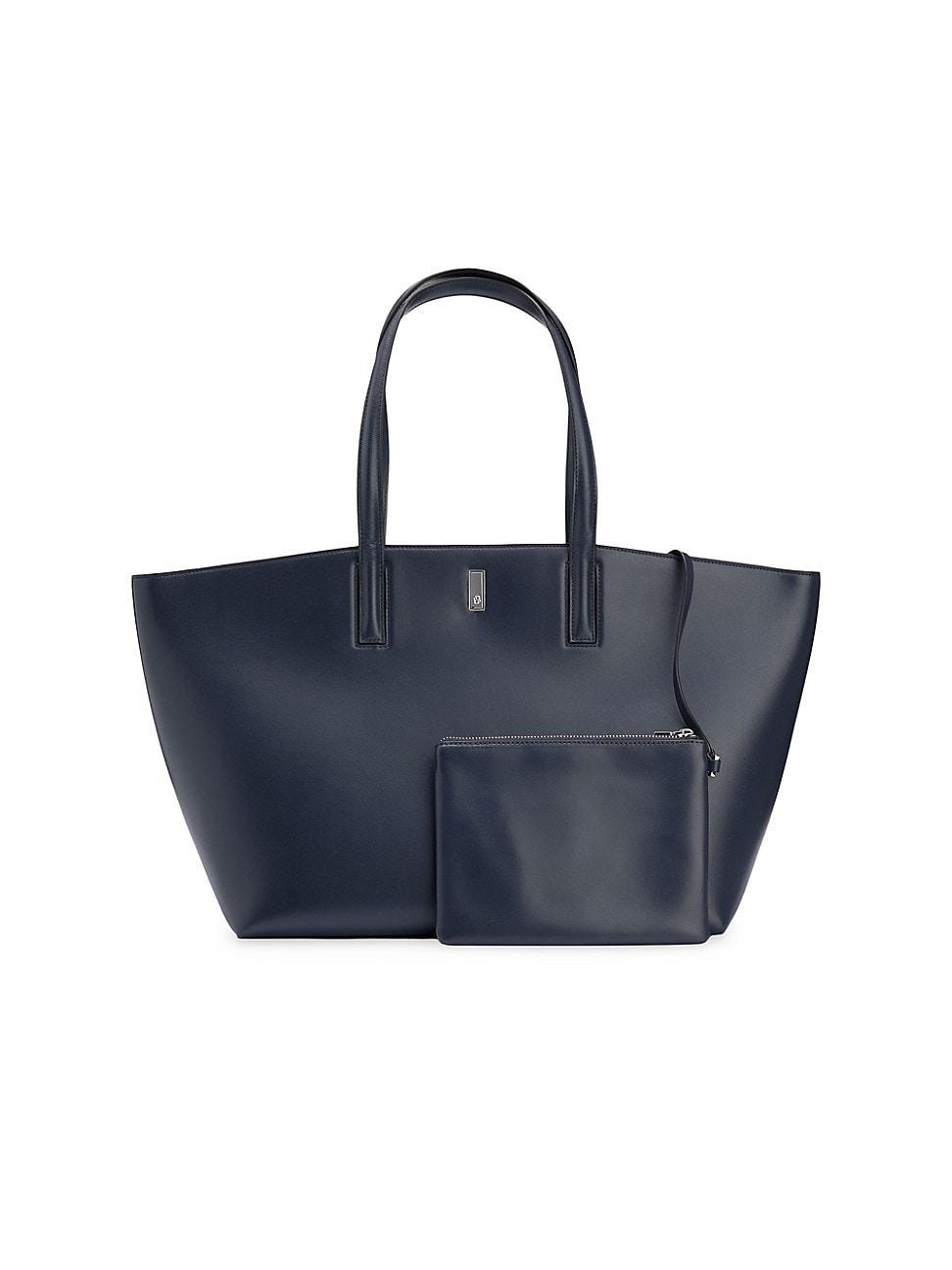 Womens Leather Shopper Bag with Signature Hardware Product Image