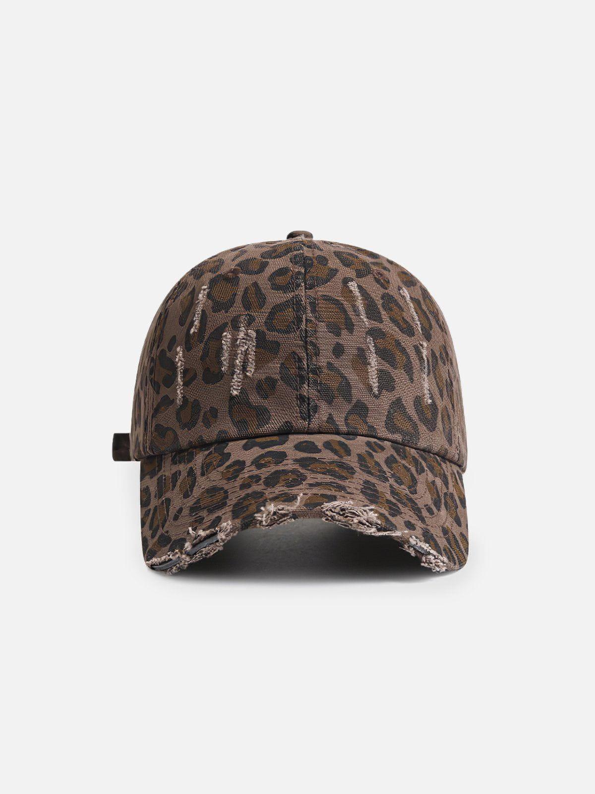 Leopard Print Fringe Washed Cap Product Image