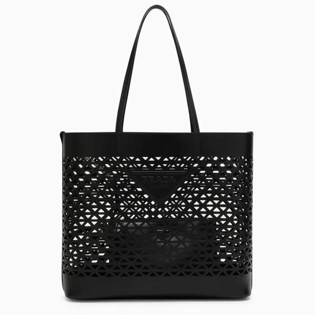 PRADA Woman Black Leather Shopping Bag Product Image