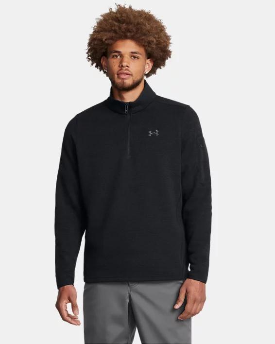 Mens Under Armour Specialist Quarter Zip Sweater Green Product Image