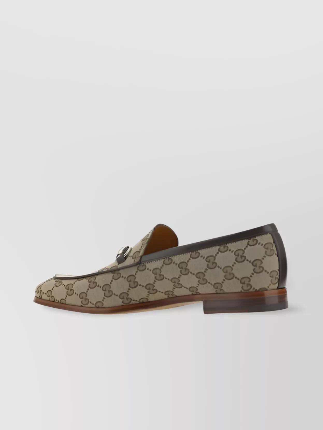 GUCCI Block Heel Loafers Jacquard Fabric In Printed Product Image