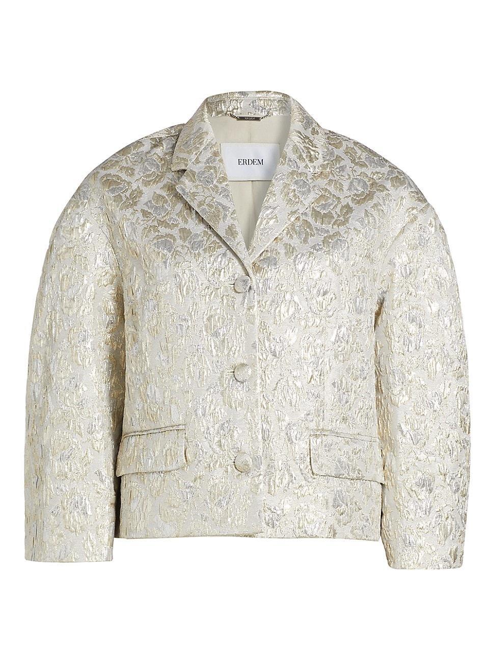 Womens Floral Metallic Jacquard Jacket Product Image