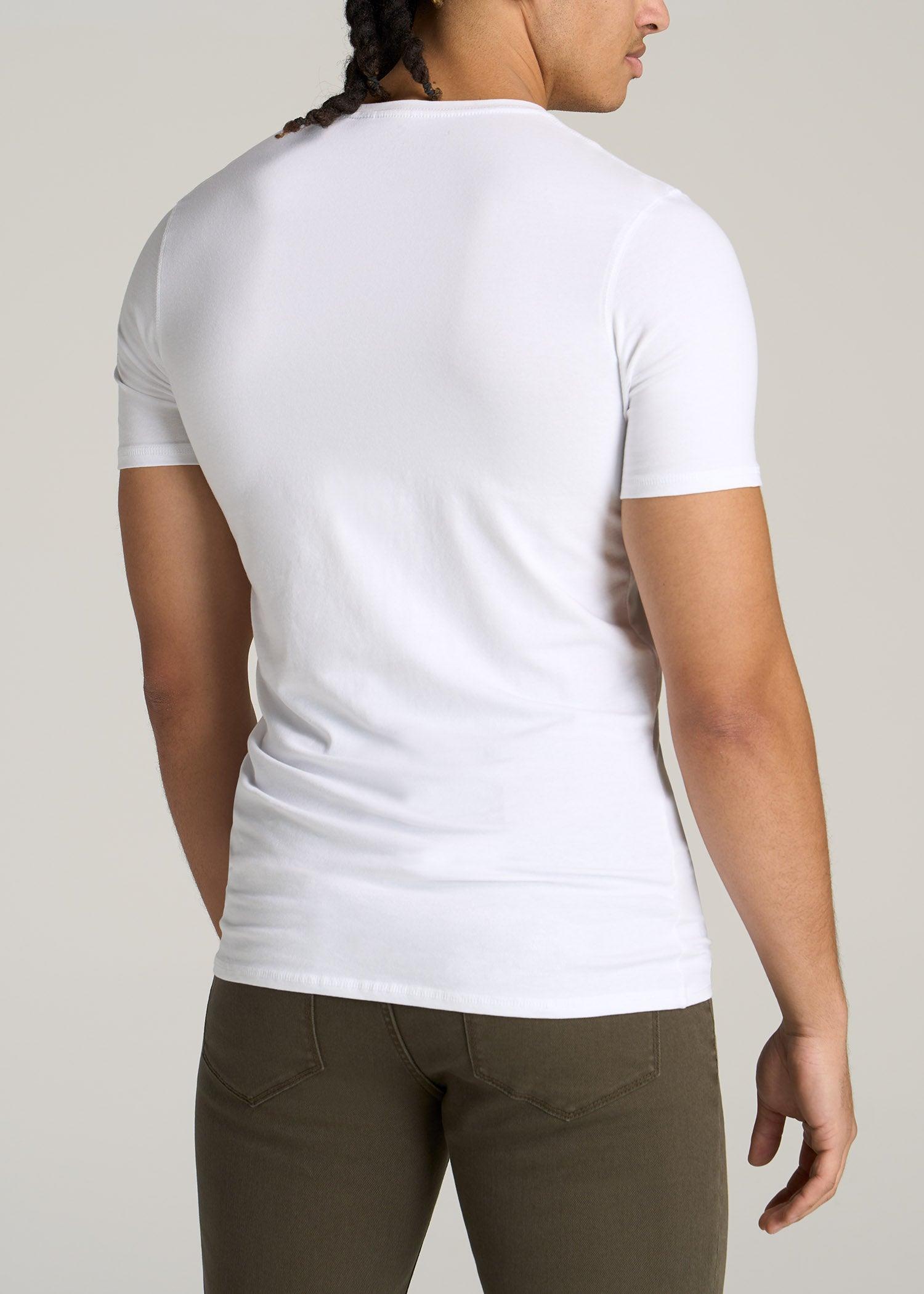 The Essential SLIM-FIT V-Neck Men's Tall Tees in White Male Product Image