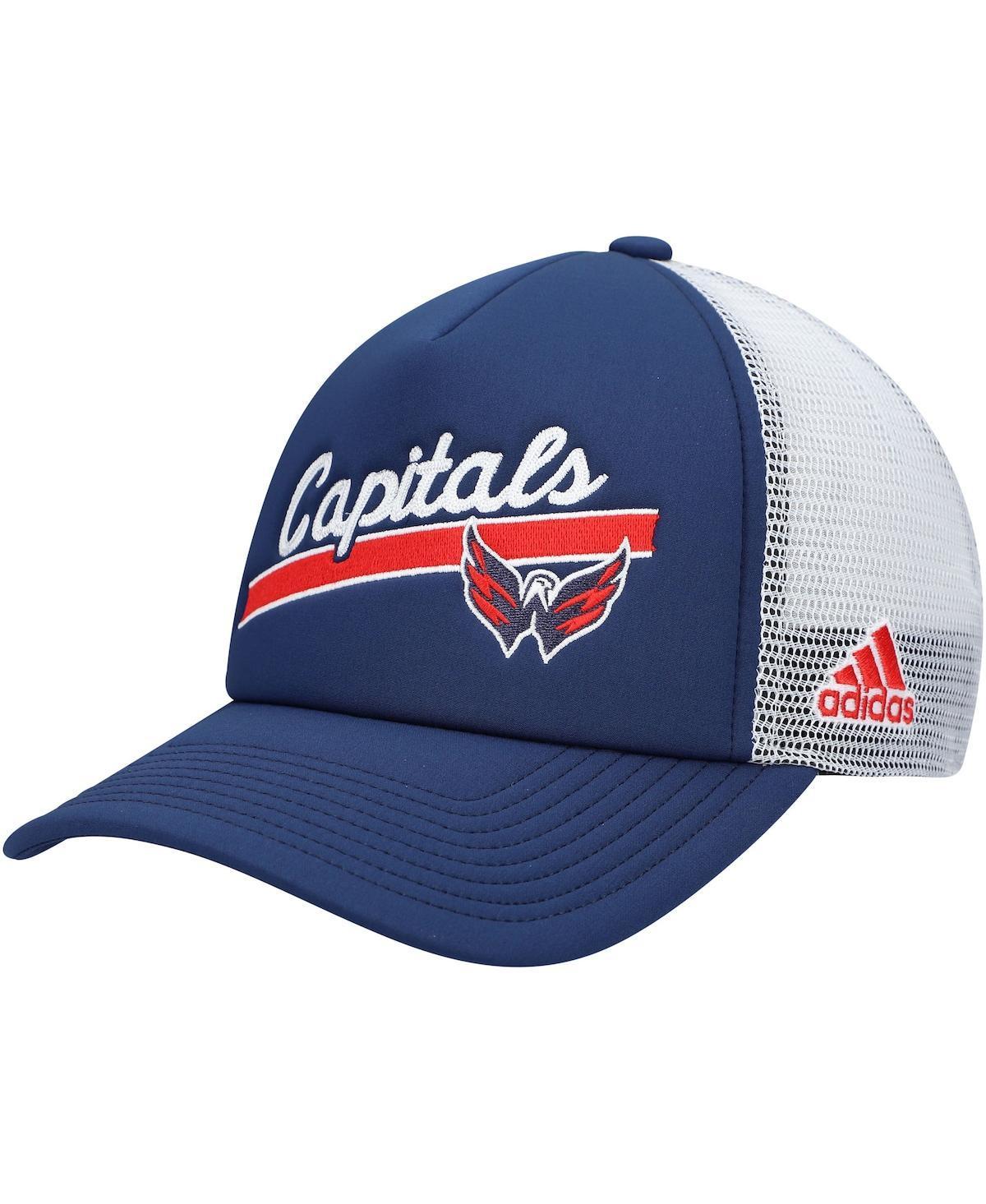 Womens Navy Washington Capitals Foam Trucker Snapback Hat - Navy Product Image