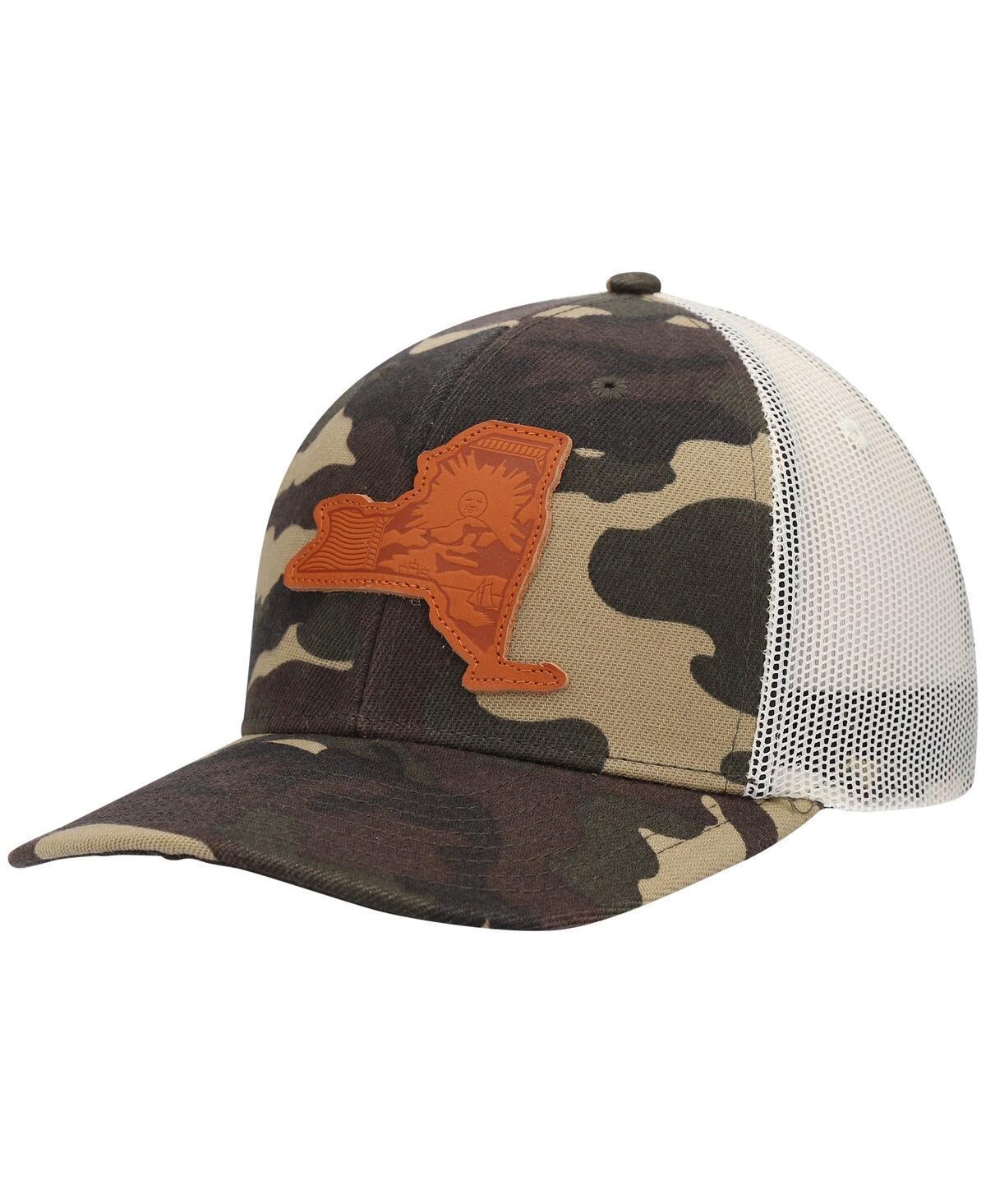 Mens Local Crowns Camo New York Icon Woodland State Patch Trucker Snapback Hat Product Image