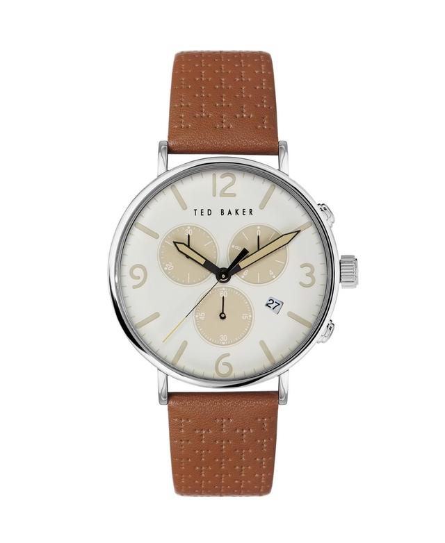 Ted Baker Mens Barnett Backlight Tan Leather Strap Watch 41mm Product Image