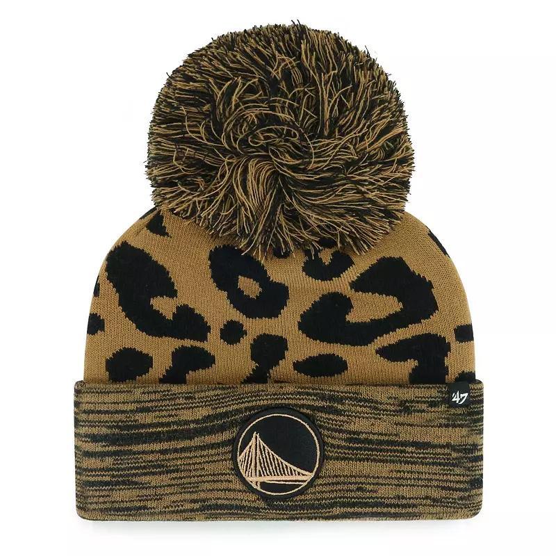 Womens 47 Leopard Golden State Warriors Rosette Cuffed Knit Hat with Pom Product Image