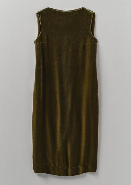 Fluid Silk Velvet Dress | Rich Olive Product Image