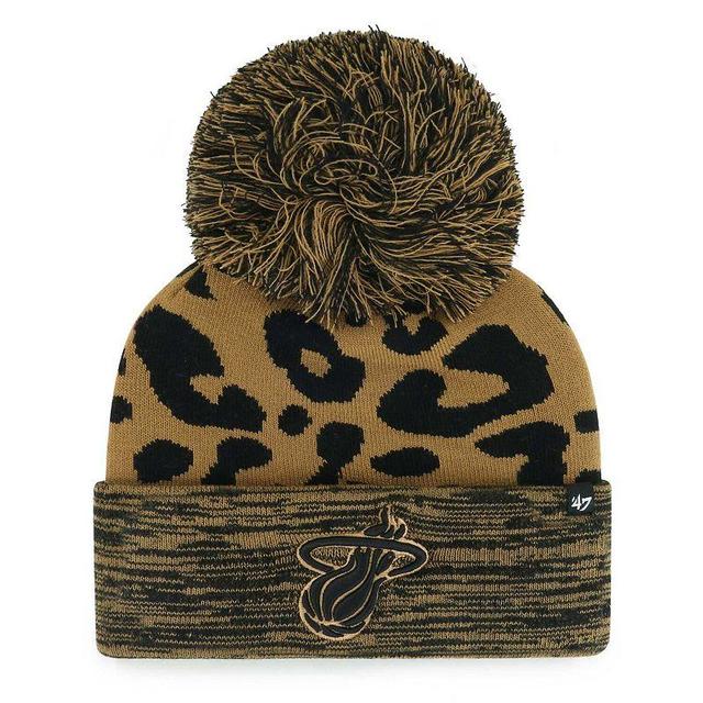 Womens 47 Leopard Miami Heat Rosette Cuffed Knit Hat with Pom Product Image