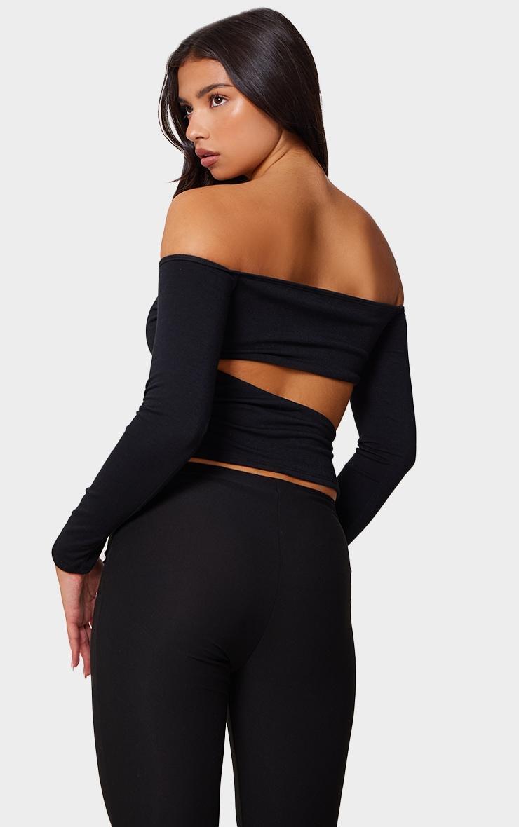 Black Contour Jersey Cut Out Bardot Top Product Image