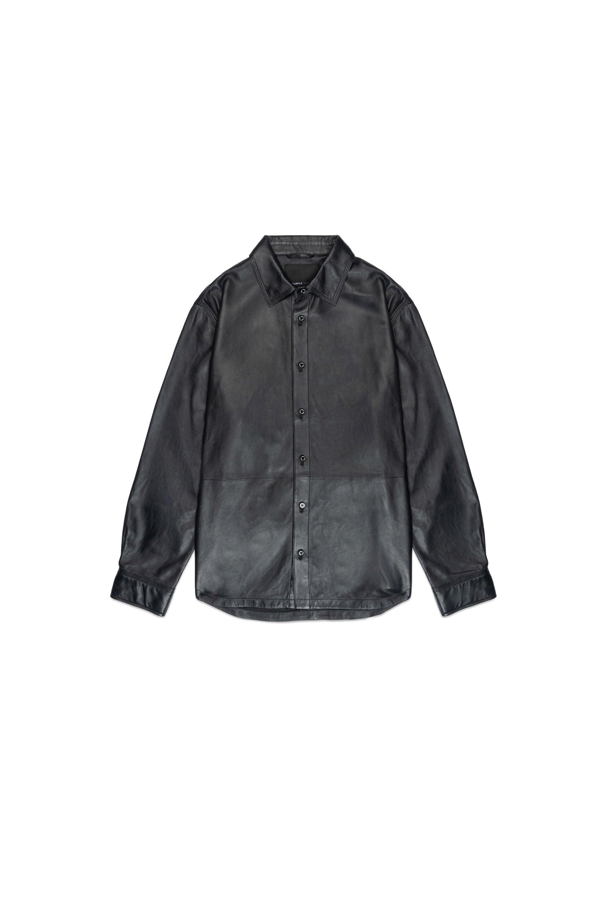 Leather Long Sleeve Shirt Male Product Image