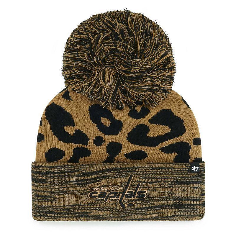 Womens 47 Brand Leopard Washington Capitals Rosette Cuffed Knit Hat with Pom Product Image