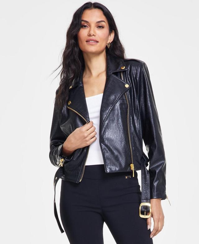 I.n.c. International Concepts Womens Faux-Leather Moto Jacket, Created for Macys Product Image