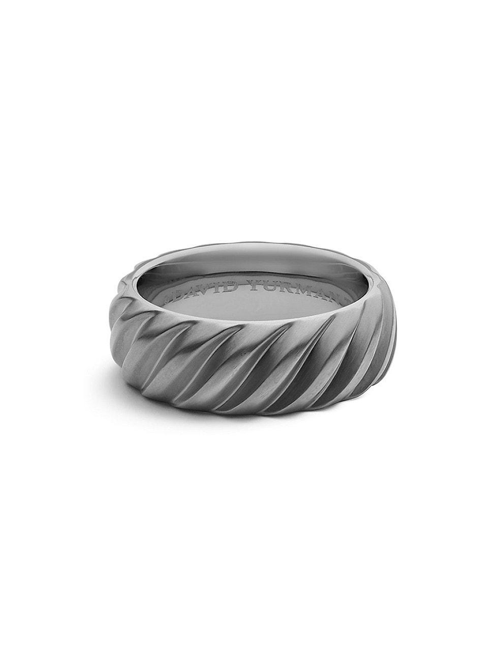 Mens Modern Cable Band Ring in Grey Titanium, 9MM Product Image